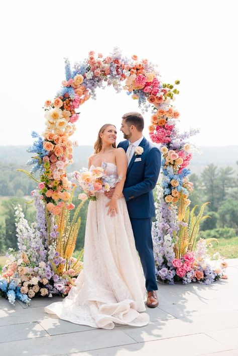 A whimsical, colorful summer wedding at The Mansion at Natirar, inspired by Taylor Swift’s Lover album. Click to view the full photo gallery. Wedding Ideas Summer Colors, Spring Wedding Palette, Spring Time Wedding, Pastel Wedding Theme, Bridgerton Wedding, Colorful Summer Wedding, Wildflower Wedding Theme, Lover Album, Rainbow Wedding