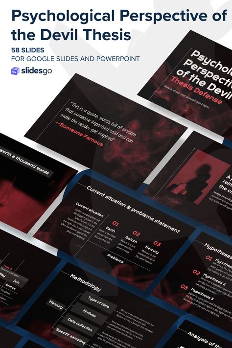 Psychological Perspective of the Devil Thesis Defense Psychology Powerpoint Templates, Dark Powerpoint Design, Powerpoint Slides Ideas, Powerpoint Slide Design, Thesis Defense, Dark Psychology, Powerpoint Slide Designs, Proposal Design, Education Templates