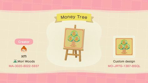 Acnh Custom Designs, Framed Plants, Acnh Codes, Tree Signs, Money Tree, New Animal Crossing, Money Trees, Animal Crossing Game, Animal Crossing Qr