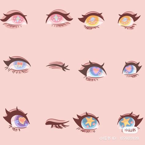 Bunny Suit Drawing Base, Eyes Chibi Drawing, Anime Winking Eye Drawing, Chibi Pngtuber Base, Eye Wink Drawing, Drawing Bases Girl, Cute Eyes Drawing Kawaii, How To Draw Chibi Eyes, Pink Eyes Drawing