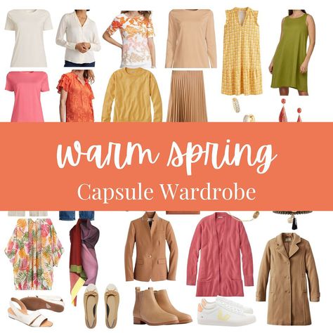 WARM SPRING CAPSULE WARDROBE 7 tops in warm, bright colors 4 bottoms + 2 dresses perfect for Warm Spring 5 completer pieces to style 4 pair of varied neutral shoes 8 bright and fun accessories Want to learn more about Warm Spring (or any season)? Comment “EXPLORE” to get the link. #warmspring #warmspringcolors #warmspringclothes #truespring #truespringcolors #truespringpalette #springcapsulewardrobe #springcapsule #capsulewardrobe #capsulewardrobeblogger #capsulewardrobechallenge #capsulec... Golden Spring Color Palette, Warm Spring Color Analysis, Warm Spring Capsule Wardrobe, True Spring Outfits, Completer Pieces, True Spring Palette, Warm Spring Color Palette, True Spring Color Palette, Warm Spring Outfits