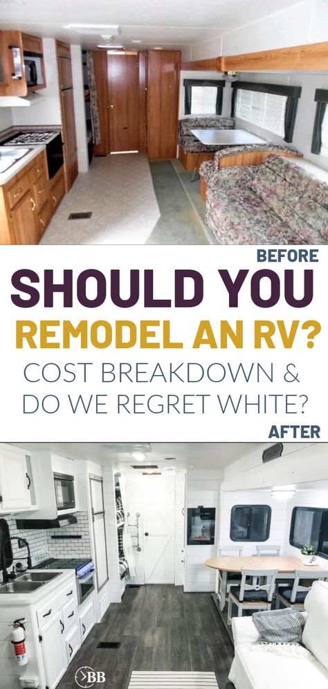 DIY RV Remodel: Total Cost and Was It Worth It? - The Busy Budgeter Diy Rv Remodel, Motorhome Remodel, Rv Upgrades, Rv Redo, Glamper Camper, Rv Interior Remodel, Camper Trailer Remodel, Rv Renovation, Vintage Camper Remodel