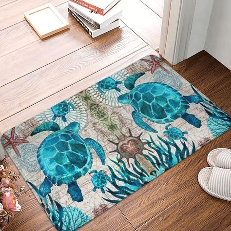 PRICES MAY VARY. Small Rug Size: Our small area rug with the size 24"Wide x 36" Long/60x90cm. Nautical theme entryway rugs indoor is perfect for the bathroom decor.The entryway rug has super water absorption, which can quickly and effectively absorb water. Green Throw Carpet for Entry: Our nautical theme floor carpet for indoor front entrance is made of polyester,super soft flannel and comfortable. highly absorbent, and quick drying.There will be a feeling of support and more comfort when you st Pet Feeding Area, Nautical Map, Bathroom Carpet, Non Slip Flooring, Sea Theme, Entrance Mat, Dog Mat, Area Carpet, Door Mats