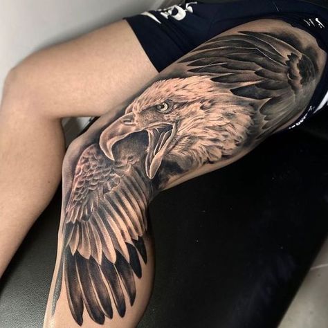 Eagle Leg Tattoo, Eagle Wing Tattoos, Hammer Tattoo, Wing Tattoo Men, Hawk Tattoo, Animal Sleeve Tattoo, Lion Tattoo Sleeves, Armband Tattoos, Realistic Tattoo Sleeve