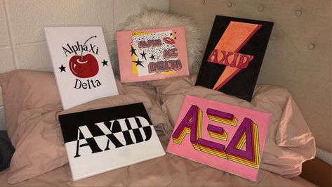 #Biglittlecanvas, #alphaxideltacanvas #axid #alphaxidelta Alpha Xi Delta Canvas Painting, Axid Canvas Alpha Xi, Alpha Xi Delta Canvas, Sorority Canvases, Big Little Canvas, Sigma Delta Tau, Sorority Canvas, Mama Bird, Alpha Xi Delta