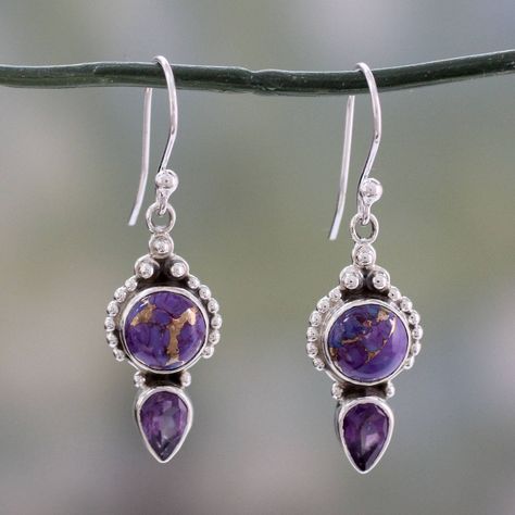 UNICEF Market | Artisan Crafted Amethyst and Silver 925 Earrings from India - Vision in Purple Paw Necklace, Vintage Silver Earrings, Moonstone Earrings, Sterling Silver Dangle Earrings, 925 Silver Earrings, Pearl Earrings Dangle, Dog Paw, Amethyst Earrings, Silver Earring