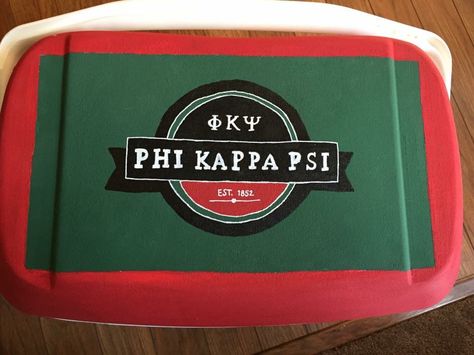 Phi Psi Frat Cooler, Painted Fraternity Coolers, Formal Coolers, Frat Formal, Fraternity Cooler, Formal Cooler Ideas, Phi Kappa Psi, Formal Cooler, Fraternity Coolers