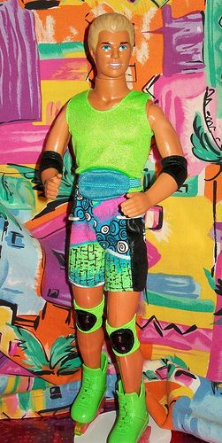 "Rollerblade Ken" (1991)... my older sister had him and we always called him "Rollerblading Ken". The wheels would spark when you would make him skate! (photo credit: Stanley Colorite) Ken Doll, Flickr Photos, Barbie Doll, Square