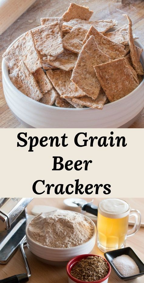 Spent Grain Beer Crackers - a very simple cracker recipe featuring beer that can be made with all of the ingredients you already have in your pantry. #recipes     via @peartreechefs Beer Crackers, Simple Cracker Recipe, Beer Food Pairings, Pantry Recipe, Craft Beer Recipes, Kombucha Flavors, Cracker Recipe, Spent Grain, Beer Snacks