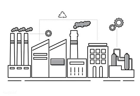 Free image by rawpixel.com Factory Drawing, Factory Illustration, Eco City, Interior Architecture Drawing, City Vector, Architecture Design Sketch, Hipster Wallpaper, Bullet Journal Design Ideas, Modern City