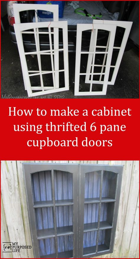 These would look good on a between the stud pantry/display space Glass Cabinet Doors Repurposed, Cabinet Doors Diy Projects, Diy Wall Cabinet, Old Cupboard, Cabinet Doors Repurposed, Cool Things To Build, Diy Cabinet, Unique Cabinet, Cabinet Diy