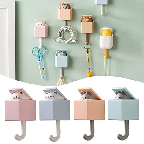 Utility Wall, Cat Key, Hanging Hats, Activity Room, Adhesive Wall Hooks, Kawaii Room Decor, Wall Key Holder, Kawaii Room, Cute Pet