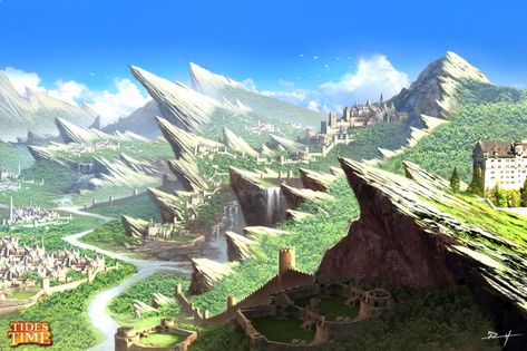 Dnd Art Landscape, Fantasy World Design, Fantasy World Landscapes, Sci Fi Landscape, Concept Art World, Landscape Concept, 다크 판타지, Fantasy City, Fantasy Setting