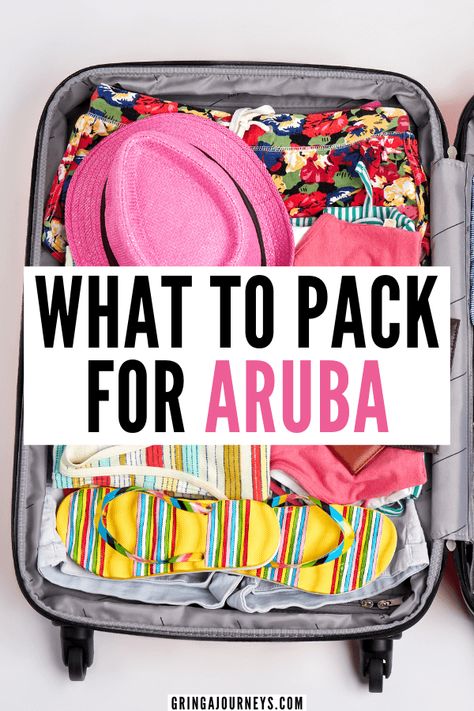 Don't forget anything at home with this Aruba packing list! Learn what to wear in Aruba, what to pack for the beach, and other essential items to pack for an Aruba vacation. | what to wear in the evening in aruba | packing list for vacation aruba | things to pack aruba | aruba dress code | packing list for aruba | what to pack for aruba vacation | what to bring to aruba | things to bring to aruba | what to wear in aruba What To Wear In Aruba, Aruba Vacation Outfits, Pack For The Beach, What To Pack For Vacation, Aruba Vacation, Things To Pack, Beach Vacation Packing List, Aruba Travel, Travel Guide Book