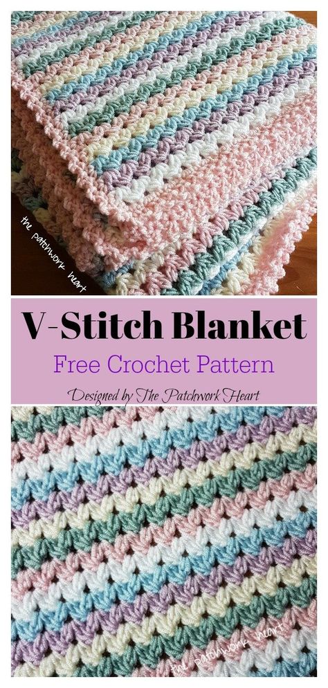 Sweetheart Blanket, Baby Blanket Crochet Pattern Easy, V Stitch Crochet, Baby Afghan Crochet Patterns, Crochet Throw Pattern, Crochet Baby Blanket Free Pattern, Stitch Blanket, Chunky Crochet Blanket, Crochet Blanket Pattern Easy