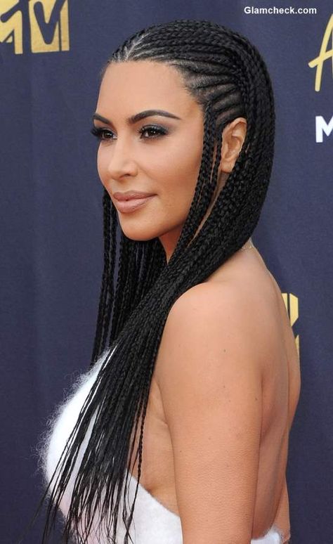 Kim Kardashian Cornrow braids 2018 Kim K Braids, Movie Hairstyles, Kim Kardashian Braids, Kardashian Braids, Cornrows Hair, Cornrow Hairstyle, Hairstyles Cornrows, Box Braids Pictures, Bob Hairstyles 2018