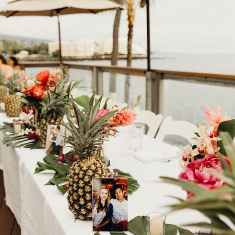 Papa Kona Events and Catering on Instagram: “Looking for a cute way to personalize your centerpieces beyond flowers?  Add some couples photos! It’s a great way to feature your…” Fairmont Orchid Hawaii Wedding, Table Decorations, Couple Photos, Flowers, Instagram