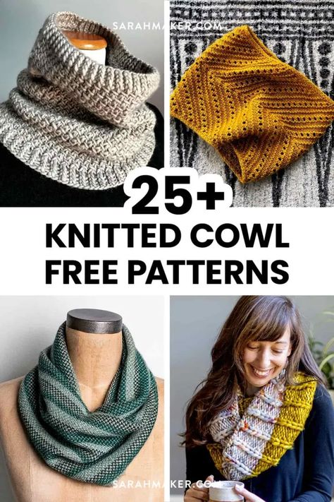 25+ Free Knitted Cowl Patterns for Beginners - Sarah Maker Free Knitted Cowl Patterns, Free Crochet Placemat Patterns, Knitted Cowl Patterns, Knit Cowl Patterns, Crochet Cowl Patterns, Placemat Patterns, Chunky Knit Cowl, Cowl Patterns, Crochet Placemat