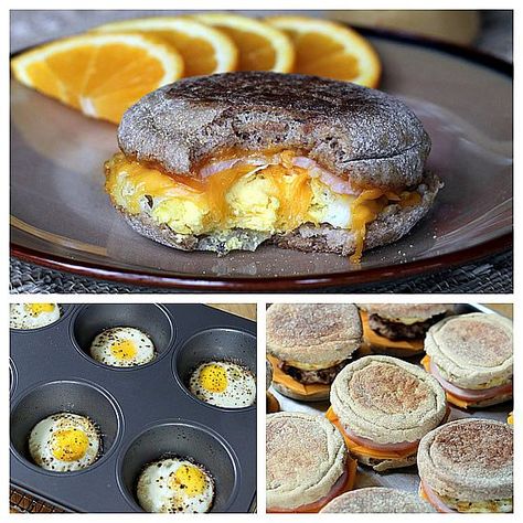 Make-Ahead, Healthy Egg McMuffin Copycats -- a grab-and-go breakfast with reduced calories fat Egg Mcmuffin, Healthy Eggs, Breakfast And Brunch, Grab And Go Breakfast, English Muffins, What's For Breakfast, Breakfast On The Go, Make Ahead Breakfast, An Egg