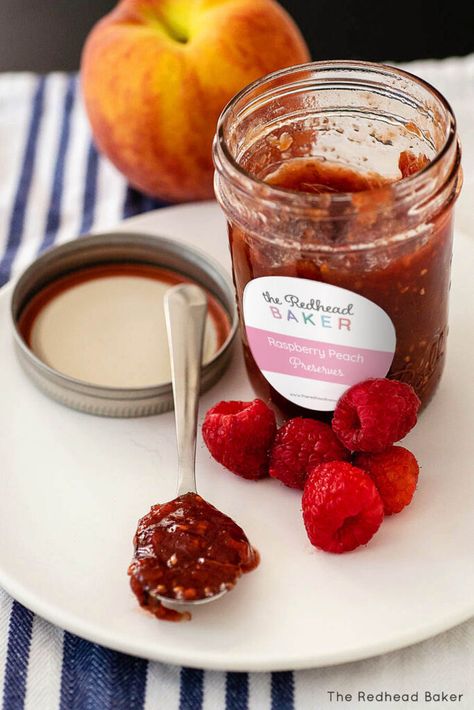 Enjoy the flavors of summer all year long with this easy raspberry peach jam. No peeling peaches required, and no pectin needed! Raspberry Peach Jam Recipe, Raspberry Peach Jam, Blackberry Jam No Pectin, Peeling Peaches, Peach Jam Recipe, Different Fruits And Vegetables, Sugar Free Jello, Jam Recipes Homemade, Baked Ribs