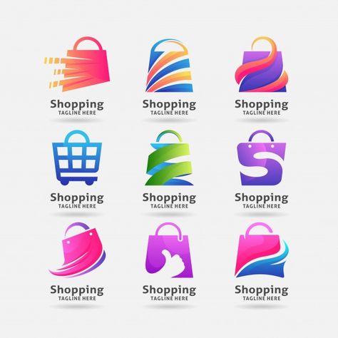 Collection of shopping bag logo design P... | Premium Vector #Freepik #vector #logo #business #sale #technology Ecommerce Logo Design Ideas, Shopping Logo Design, Bag Logo Design, Shopping Bag Logo, Shopping Logo, Fashion Sale Banner, Florist Logo, Sale Logo, Logo Design Collection