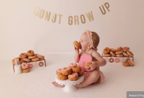 Donut Headband, Twin Cake Smash, Gifts For Niece, Donut Pictures, 2nd Birthday Pictures, Half Birthday Party, Donut Themed Birthday Party, Baby Birthday Photoshoot, Birthday Photo Shoot