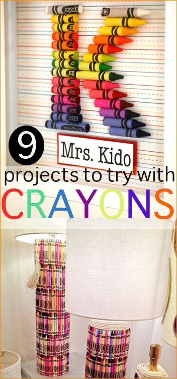 9 Projects to try with Crayons. Get crafty with broken crayons or new ones. Melt them or design with them, all kinds of ideas you'll want to try. Diy Party Decor, Crayon Letter, Crayon Crafts, Broken Crayons, Crayola Crayons, Crayon Art Melted, Crayon Art, Easy Art, Children Room