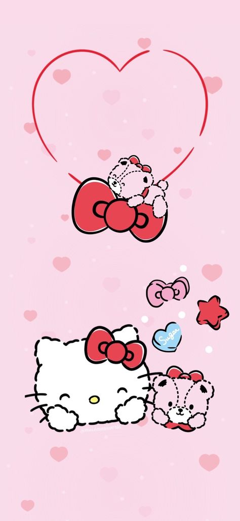 Hello Kitty Valentines, All Out Anime, Valentines Wallpaper Iphone, 헬로키티 배경화면, Iphone Wallpaper Cat, Kawaii Wallpapers, Walpaper Hello Kitty, Kawaii Characters, My Melody Wallpaper