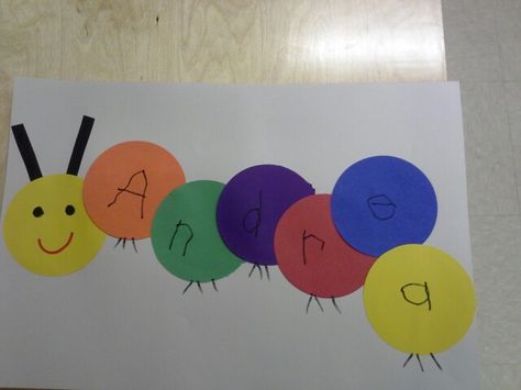 Preschool caterpillar activity Caterpillar Name Craft Preschool, Caterpillar Name Craft, Preschool Small Group, Caterpillar Activity, Caterpillar Preschool, Hungry Caterpillar Craft, Preschool Names, Bugs Preschool, Caterpillar Craft