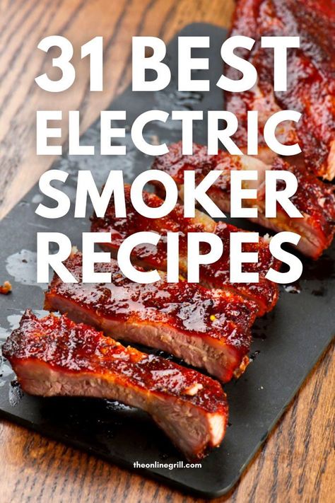 Easy backyard barbecue recipes and ideas for your electric smoker. Cook perfect low and slow pork chops, vegetables, chicken, jalapeño poppers and more. Electric Smoker Recipes, Smoker Recipes Chicken, Barbecue Party Food, Best Electric Smoker, Pork Rib Roast, Smoker Recipes Electric, Bbq Smoker Recipes, Perfect Pork Chops, Smoked Recipes