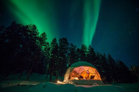 Glass Cabin, See The Northern Lights, Luxury Camping, Geodesic Dome, The Northern Lights, Stay The Night, Green Design, Travel Advice, Lonely Planet