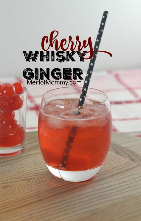 Cherry Whisky Ginger Valentines Drinks Alcoholic, Ginger Drink Recipe, Whiskey And Ginger Ale, Ginger Beer Drinks, Ginger Ale Cocktail, Cherry Whiskey, Ginger Beer Cocktail, Whiskey Sour Recipe, Valentine Drinks