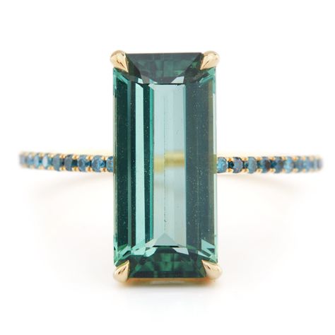 Tourmaline and blue diamond deco ring – YI COLLECTION Yi Collection, Gem Stone Rings, Topaz Rings, Blue Gemstone Ring, Protection Ring, Green Tourmaline Ring, Blue Diamond Ring, Blue Diamonds, Blue Tourmaline