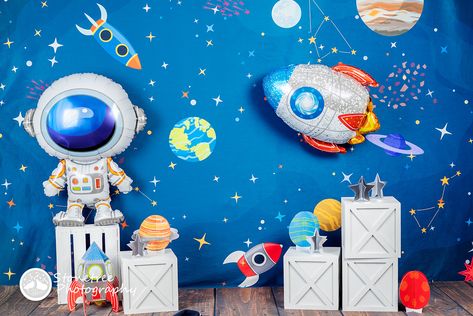 This set design was so cute and out of this world :) It would be the perfect set for any space themed photo session, a "first trip around the sun" first year cake smash, or even a cute alien themed session. The possibilities are endless. This was designed for an amazing little boy turning one! In all my set designs I try to source things locally first and then through Amazon and Etsy to create something special for all my little clients. 1st Trip Around The Sun Photoshoot, Stars And The Moon, Sun Birthday, Outer Space Theme, Cute Alien, Set Designs, Kids Photoshoot, Space Theme, Out Of This World