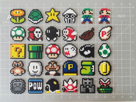 Mario Iron Beads, Mario Melty Bead Patterns, Small Mario Perler Bead Patterns, Mario Beads Pattern, Perler Beads Ideas Mario, Perler Bead Patterns Nintendo, Perler Bead Mario Patterns, Hama Bead Keychain, Perler Beads Video Games