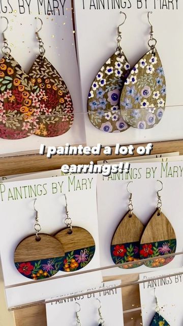 Paintings by Mary on Instagram: "I really try to keep my prices affordable. I want everyone to be able to afford cute hand painted earrings. Link to purchase in bio. #affordableart #affordableearrings #woodearrings #woodearringsforsale #handpainted #paintedearrings #paintingsbymary #wearableart #kansasartist #florallover #flourist #kansasgirl #earringsoftheday #earringsofinstagram #earringslover" Wood Earring Blank Ideas, How To Paint Wooden Earrings, Hand Painted Earrings Wood, Decoupage Jewelry, Painted Jewellery, Sea Stuff, Affordable Earrings, Earring Inspo, Paint Inspiration