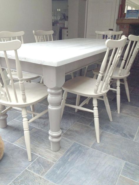 #Country #Dining #Table extending dining table Distressed Dining Table, White Kitchen Rustic, Dining Chairs Diy, Painted Kitchen Tables, Country Dining Tables, White Kitchen Table, Painted Dining Table, Kitchen Table Bench, Painted Coffee Tables