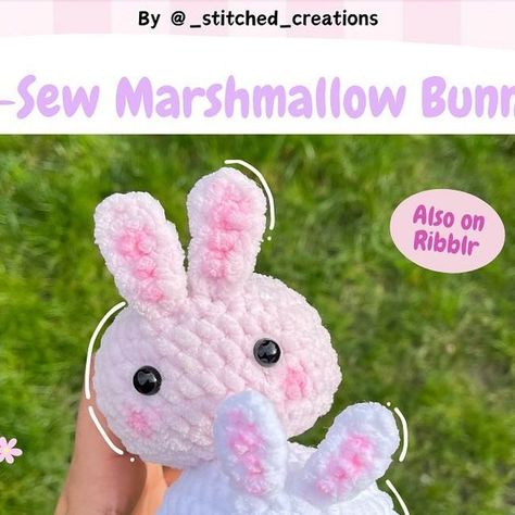 Stitched Creations on Instagram: "🌷Free No-Sew Marshmallow Bunnies🌷  Edit: R9 should be 32sc not 33sc  Hi everyone, I’m so glad to be releasing another free pattern to celebrate reaching 5k!! 😊 I’m beyond grateful for all your support!! 💕💕  This is the perfect project for springtime/Easter and I hope you all enjoy making your own bunnies ✨  If you post your bunny don’t forget to tag me so I can see your wonderful creations!  Huge thank you to all my amazing testers who helped me improve the pattern!! Make sure to go show them all some support! 🥰  Please do NOT repost!! You’re are more than welcome to share the first slide but not the entire pattern this also applies to other apps such as TikTok!  This pattern is also available on Ribblr (link in my bio) and physical plushies are avai Easter Amigurumi, Marshmallow Bunnies, Easter Marshmallow, Marshmallow Bunny, Selling Stuff, Beyond Grateful, Crochet Eyes, Fun Crochet, Fun Crochet Projects