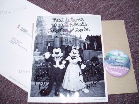 If you send Mickey and Minnie a wedding invitation you receive an autographed photo and "just married" button from Disney! Wedding Invites To Famous People, Famous Brides, Diy Outdoor Weddings, Diy Wedding Gifts, Trendy Wedding Invitations, Wedding People, People Fall In Love, Idea Board, Wedding Boutique