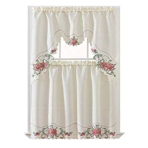 Blue Kitchen Curtains, Embroidery Fruit, White Kitchen Curtains, Burgundy Curtains, Kitchen Curtains And Valances, Embroidery Kitchen, Ocean Home Decor, Cafe Curtain, Kitchen Curtain Sets