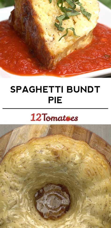 Spaghetti Bundt Cake, Spaghetti Bundt Pie, Pasta Casseroles, Bundt Pan Recipes, Spaghetti Pie, Spaghetti Squash Recipes, 12 Tomatoes, Bundt Pan, Squash Recipes