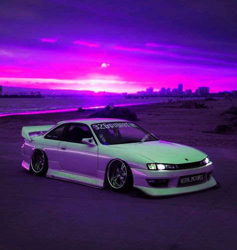 Nissan Silvia S14 Wallpapers, Mobil Jdm, 2000s Cars, Aesthetic Jdm, Car Pfp, Car Purple, S14 Silvia, Purple Cars, Nissan Silvia S13