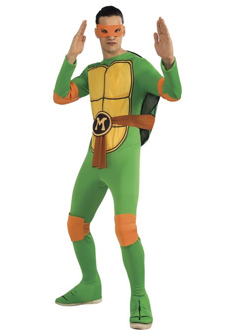 16 Halloween costumes inspired by your favorite '90s cartoons, movies, and more Teenage Mutant Ninja Turtles Halloween Costume, Teenage Mutant Ninja Turtles Costume, Body Verde, Tmnt Michelangelo, Ninja Turtles Costume, Ninja Turtles Michelangelo, Funny Halloween Costumes For Women, Ninja Turtle Costume, Cowabunga Dude