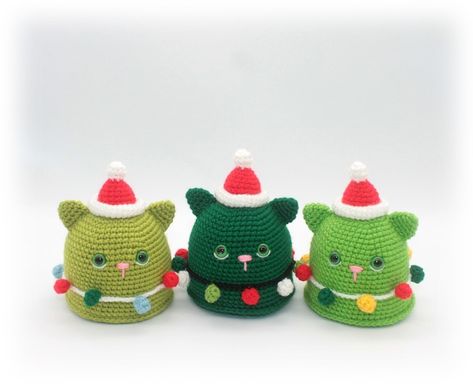 Crochet Patterns For Cute Kitty-Cats … So Funny, Adorable and 100% Giftable | KnitHacker Catmas Tree, Tree Crochet Pattern, Cat Crochet Pattern, Tree Crochet, Crochet Pattern Christmas, Ravelry Crochet, Cat Christmas Tree, Cat Crochet, Crochet Snowman