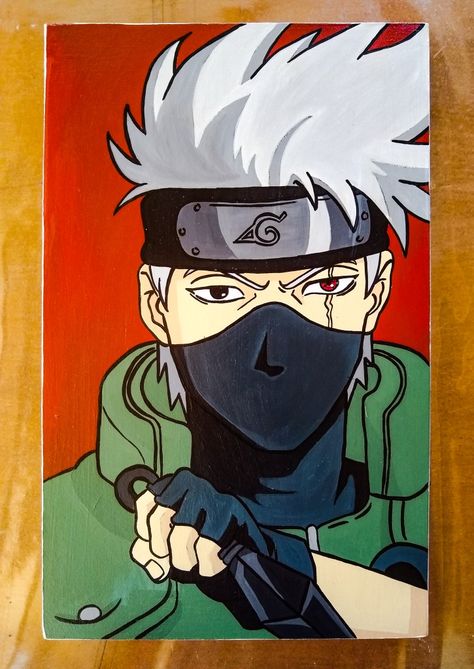 Naruto Canvas Painting Easy, Naruto Painting Ideas, Naruto Painting Ideas On Canvas, Kakashi Painting, Kakashi Drawing, Anime Canvas Painting, Naruto Painting, Watercolor Art Landscape, Indie Drawings