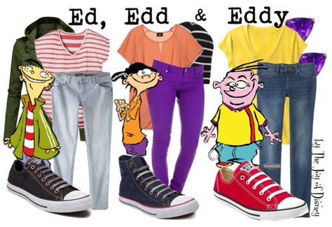 Ed Edd and Eddy Outfits, Cartoon Network Character Day Ideas, Outfits Cartoon, Ed Edd And Eddy, Cartoon Halloween Costumes, Spirit Week Outfits, Ed Edd N Eddy, Ed Edd, Costumes For Teens, Character Inspired Outfits