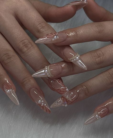 Ethereal Nail Art, Really Cute Nails, Soft Nails, Unique Acrylic Nails, Pink Acrylic Nails, Fancy Nails, Chic Nails, Dope Nails, Best Acrylic Nails