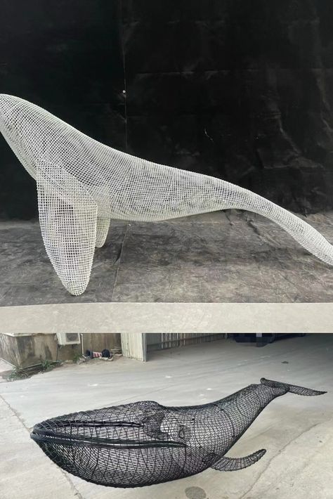 wire whale sculpture Whale Art Project, Wire Whale, Whale Light, Armature Sculpture, Whale Lamp, Print Making Designs, Whale Sculpture, Wire Fish, Stainless Steel Sculpture