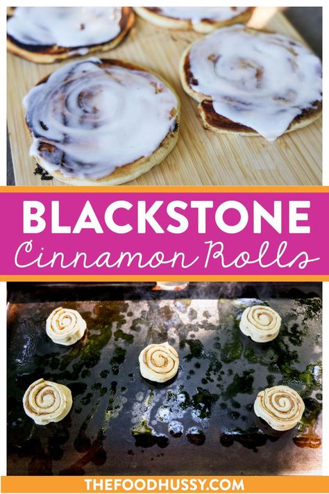 No more waiting for 20 minutes for Cinnamon Rolls to bake in the oven! Smashed Cinnamon Rolls on the Blackstone are done in less than 5 minutes! These Cinnamon Rolls are fluffy with a little crunch and drenched in icing! Smashed Cinnamon Rolls, Connamon Rolls, Pillsbury Cinnamon Rolls, Blackstone Recipes, Dessert Restaurants, Blackstone Grill, Breakfast For A Crowd, Griddle Recipes, Flat Top Grill