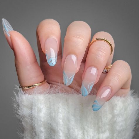 April Nails, Light Blue Nails, Nails Inspired, Baby Blue Nails, Nails Pretty, Blue Acrylic Nails, Summery Nails, Casual Nails, Almond Nails Designs